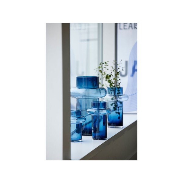 Tamsiai mėlyna stiklo vaza Lyngby Glas Tube, aukštis 30 cm-image-1