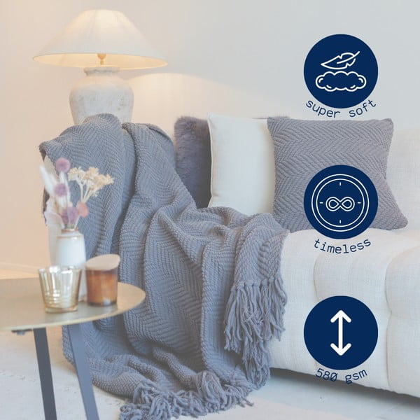 Pilka iš šenilino antklodė ir pledas 130x170 cm Renee – Tiseco Home Studio-image-4