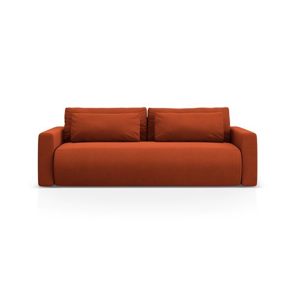 Raudonos plytų spalvos iš velveto sulankstoma/su sandėliavimo vieta sofa 238 cm Belfast – Cosmopolitan Design