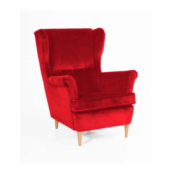 Raudonas fotelis su šviesiai rudomis kojomis "Max Winzer Clint Suede