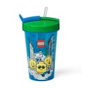 Mėlynas puodelis su žaliu dangteliu ir šiaudeliu LEGO® Iconic, 500 ml