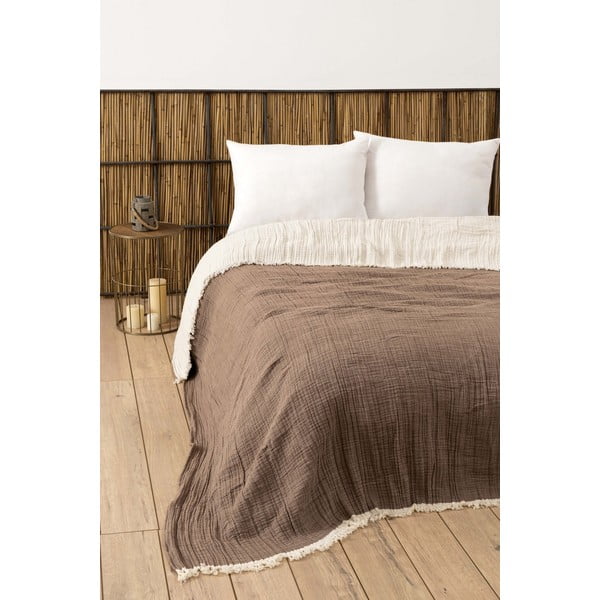 Lovatiesė iš muslino rudos spalvos dvigulei lovai 230x250 cm – Mijolnir