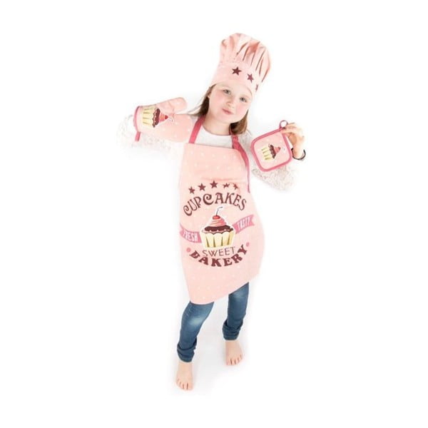 Medvilninis vaikiškas virtuvės rinkinys 4 vnt. Cupcakes - Tiseco Home Studio