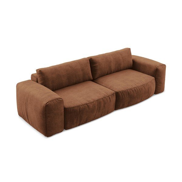Terakotos spalvos sulankstoma sofa iš šenilinio audinio 275 cm Kuki – Makamii-image-3