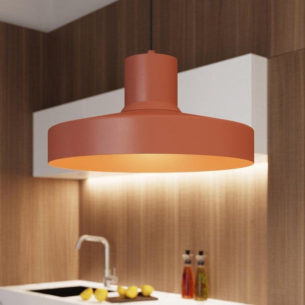 Oranžinės spalvos kabantis šviestuvas su metaliniu gaubtu Vito – Sollux-image-3