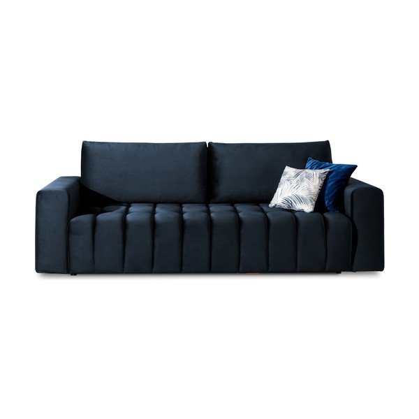Tamsiai mėlynos spalvos iš velveto sulankstoma/su sandėliavimo vieta sofa 247 cm Lazaro – ELTAP