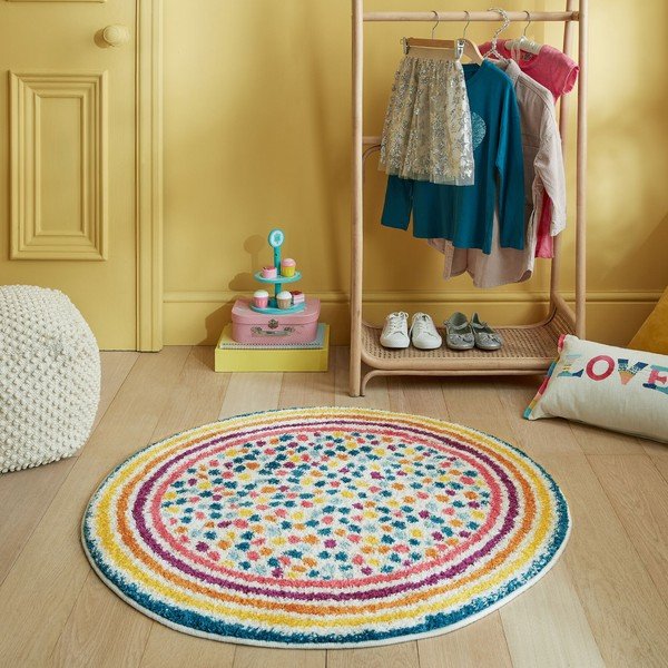 Apvalios formos kilimas 100x100 cm Rainbow Spot – Flair Rugs-image-1