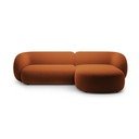 Terakotos spalvos kampinė sofa iš velveto (su dešiniuoju kampu/su gultu) Kate – Micadoni 