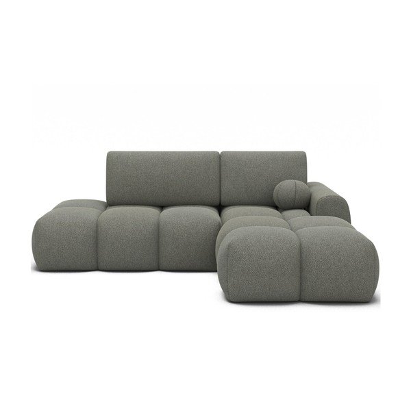 Žalios spalvos sulankstoma/su sandėliavimo vieta kampinė sofa iš boucle (su dešiniuoju kampu/su gultu) Vittario – ELTAP