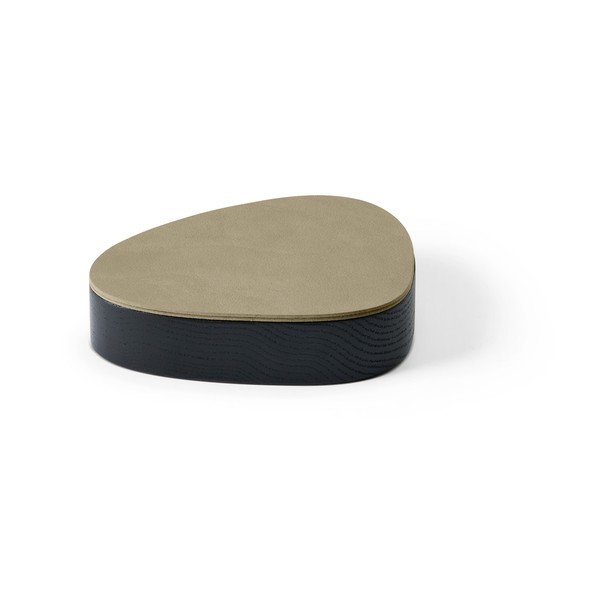 Žalios spalvos/juodos spalvos iš medžio/iš eko odos daiktadėžė su dangčiu/dekoratyvinė 14x12,5x3,5 cm Curve Nupo – LIND DNA