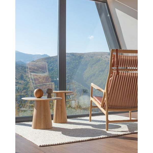 Apvalios formos šoninis stalas iš ąžuolo masyvo ø 40 cm Mushroom – Gazzda-image-1