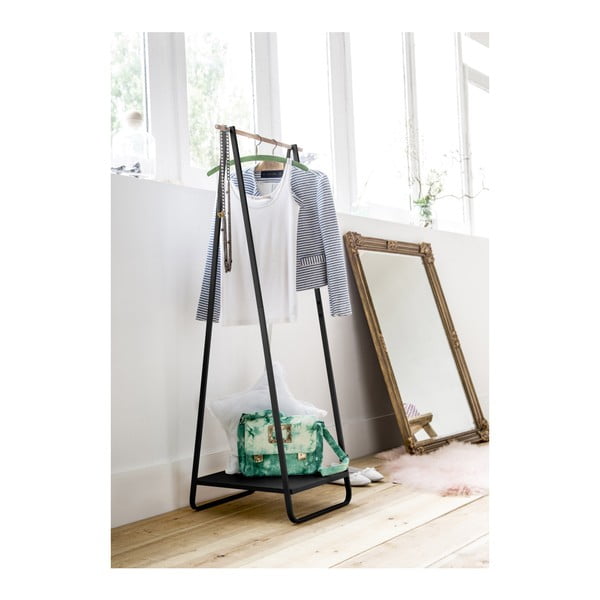 Juodas drabužių stovas su lentyna Compactor Portant Blanc-image-1