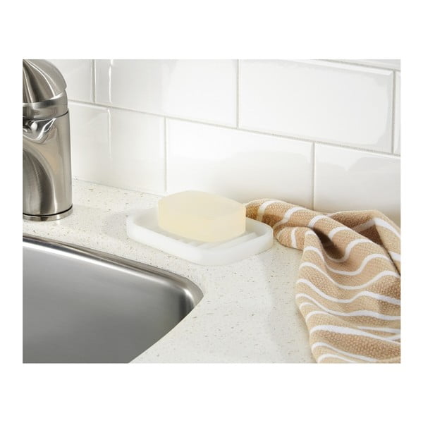 Baltas muilo kilimėlis iDesign Lineo, 12,5 x 9 cm-image-1