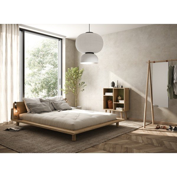 Medienos masyvo lova su šviestuvais ir čiužiniu Karup Design Peek, 160 x 200 cm-image-1