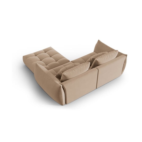 Smėlio spalvos iš velveto kampinė sofa Bloom – Micadoni -image-3