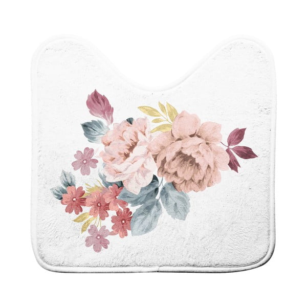 Baltos spalvos/rožinės spalvos vonios kilimėlis tualetui 45x45 cm Jayana – douceur d'intérieur