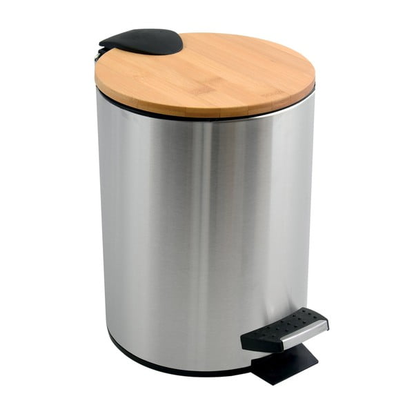 Matinės sidabrinės spalvos iš plieno šiukšliadėžė su pedalu 5 l   Adonis – Spirella