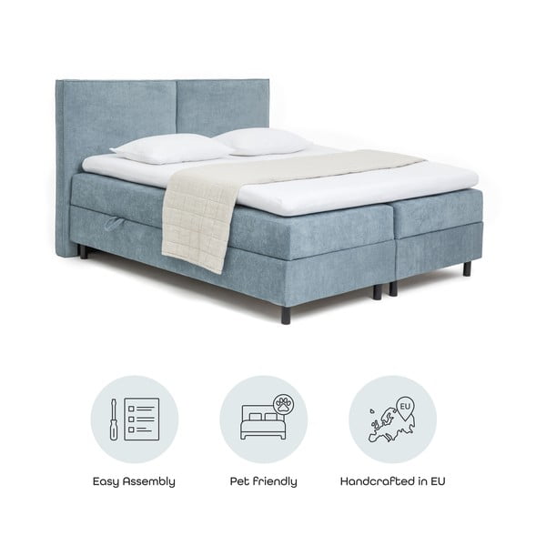 Mėlynos spalvos spyruoklinė lova su sandėliavimo vieta 180x200 cm Elva Bold – Bonami Selection-image-4