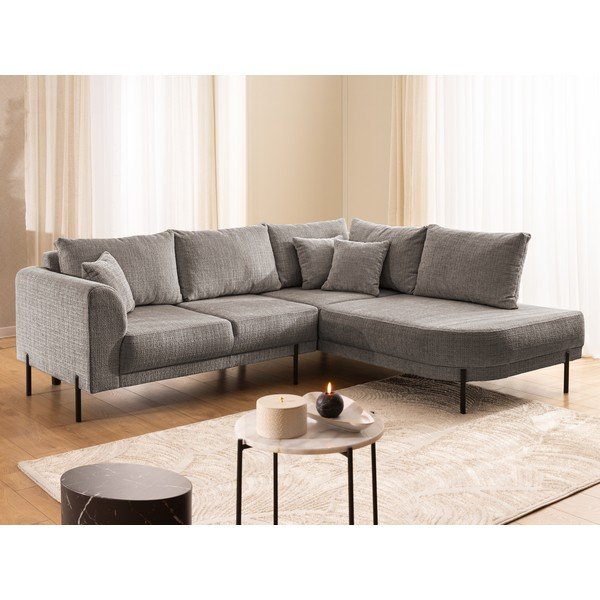 Taupe spalvos kampinė sofa iš šenilinio audinio (su dešiniuoju kampu/„L“ formos) Mauris  – Ropez-image-4