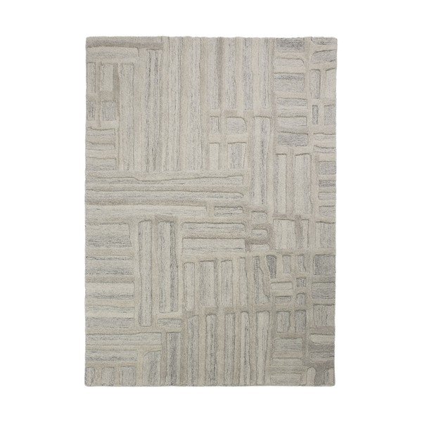 Rankų darbo pilkai smėlinės spalvos iš vilnos kilimas 160x230 cm Elva  – Flair Rugs