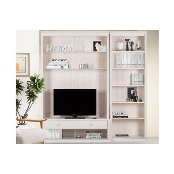 Iš pušies masyvo TV spintelių komplektas baltos spalvos 214x223 cm Anita – Støraa-image-3