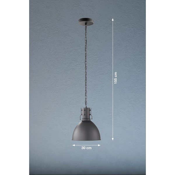 Kabantis šviestuvas juodos spalvos ø 30 cm su metaliniu gaubtu London – Fischer & Honsel-image-1