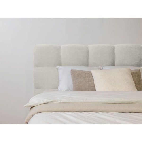 Dvigulė lova šviesiai pilkos spalvos audiniu dengta su lovos grotelėmis 180x200 cm Kumo – Bobochic Paris-image-4