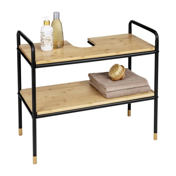 Juoda/natūrali bambuko spintelė po praustuvu 70x60 cm Loft - Wenko-image-3