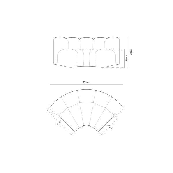 Mėlynos spalvos iš šenilinio audinio modulinė sofos dalis (kintama) Lupine – Micadoni -image-4