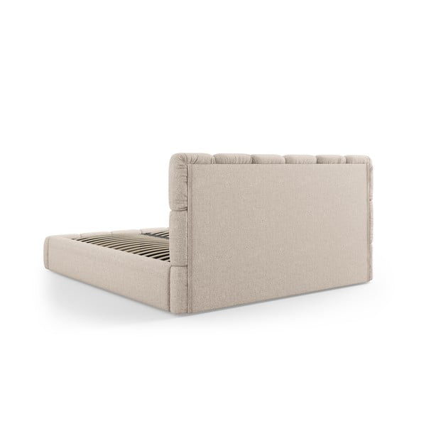 Dvigulė lova smėlio spalvos audiniu dengta su sandėliavimo vieta su lovos grotelėmis 160x200 cm Bellis – Micadoni Home-image-4
