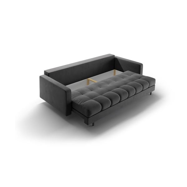 Tamsiai pilkos spalvos iš velveto sulankstoma/su sandėliavimo vieta sofa 222 cm Bali – Cosmopolitan Design-image-4