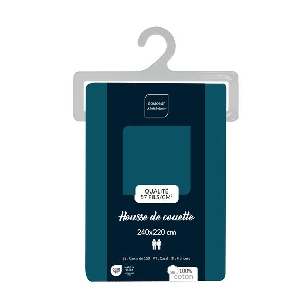 Smaragdinės spalvos iš medvilnės dvigulis/itin ilgas antklodės užvalkalas 240x220 cm Lina – douceur d'intérieur-image-2