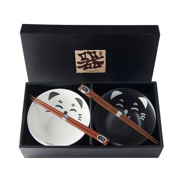 2 dubenėlių ir lazdelių rinkinys MIJ Cat Face-image-2