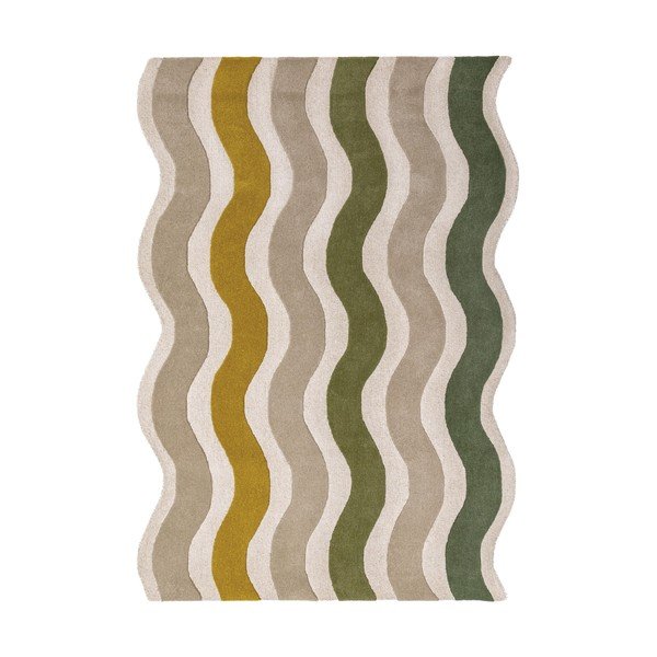 Rankų darbo žalios spalvos/natūralios spalvos iš vilnos kilimas 160x230 cm Cascade Wool – Flair Rugs