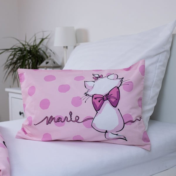Rožinės spalvos iš medvilnės vaikiška patalynė vaikiškai lovai 100x135 cm Marie Cat "Merci" – Jerry Fabrics-image-3