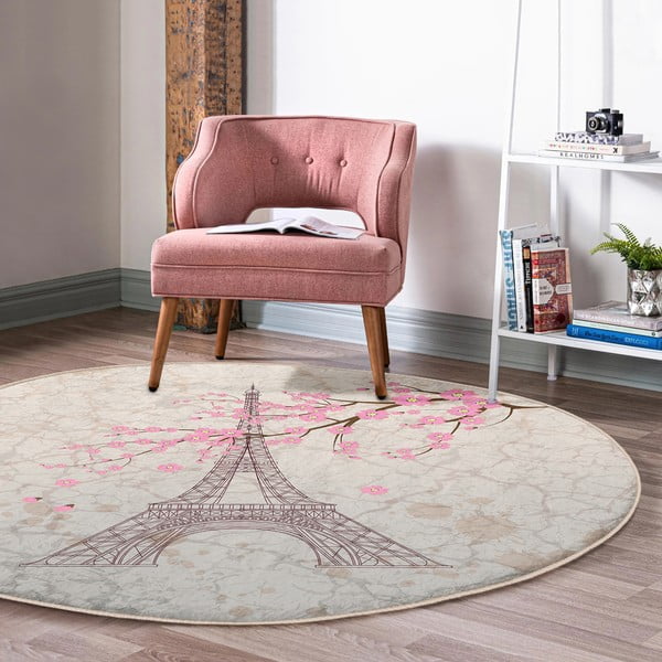 Skalbiamas/robotiniams dulkių siurbliams apvalios formos kilimas šviesiai rožinės spalvos ø 120 cm Comfort – Mila Home-image-1