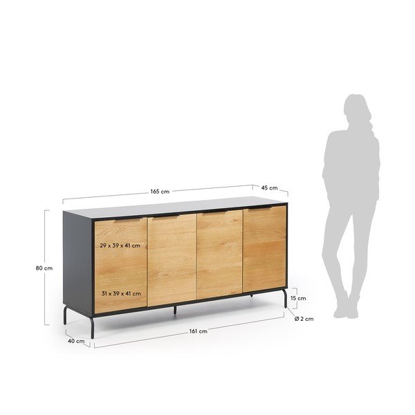 Juodos ir rudos spalvos komoda Kave Home SAVOI, 165 x 80 cm-image-4