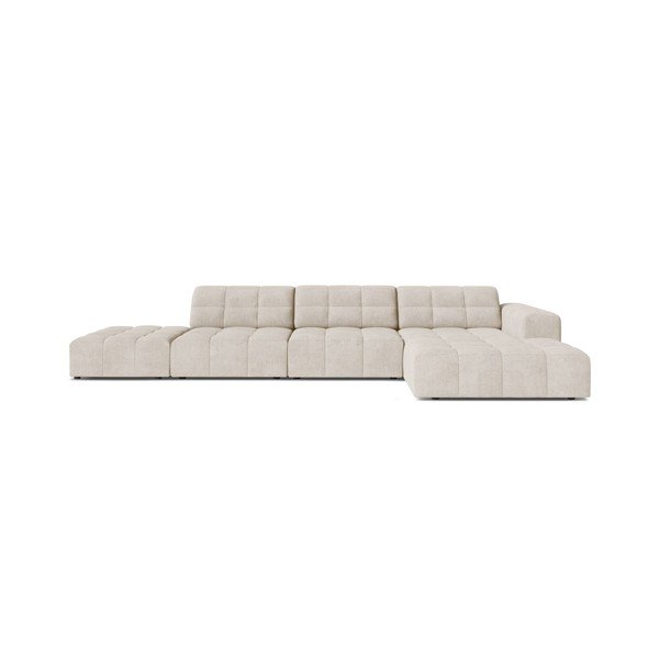 Kreminės spalvos kampinė sofa iš šenilinio audinio (su dešiniuoju kampu/su gultu) Chicago – Cosmopolitan Design