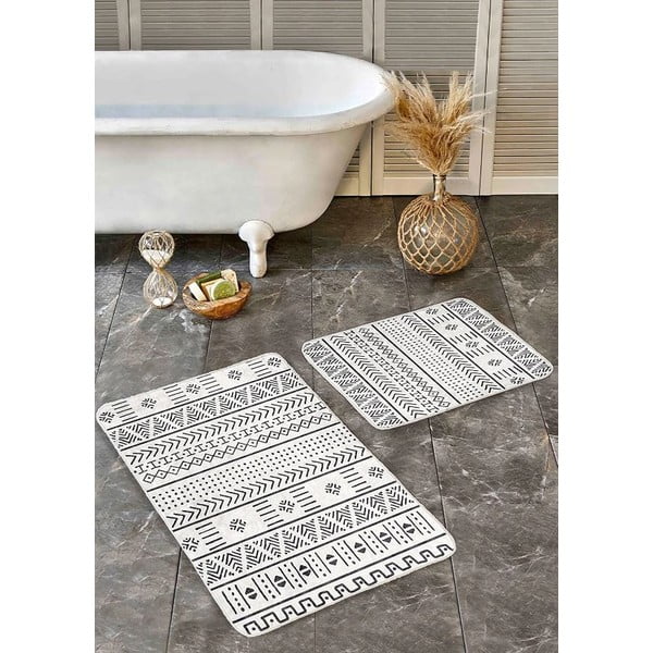 Vonios kilimėliai juodos ir baltos spalvos 2 vnt. 60x100 cm – Mila Home-image-4