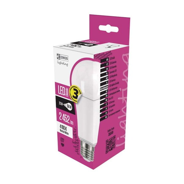 LED lemputė EMOS Classic A67 Neutral White, 20W E27-image-1