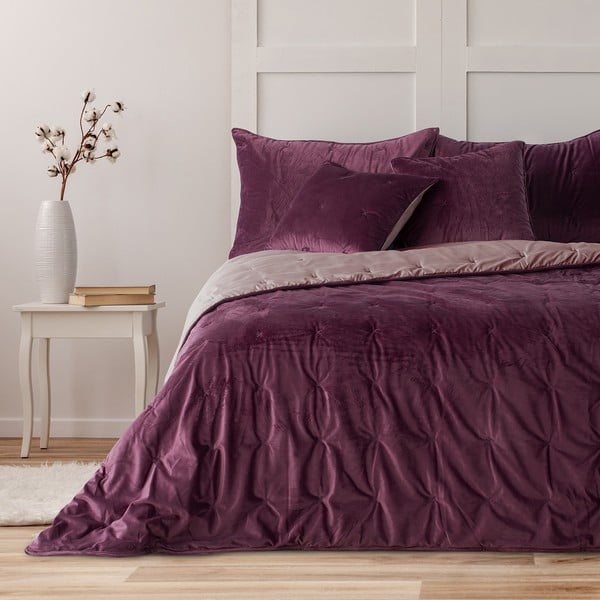 Violetinės spalvos aksominis viengulės lovos užtiesalas "DecoKing Daisy", 210 x 170 cm