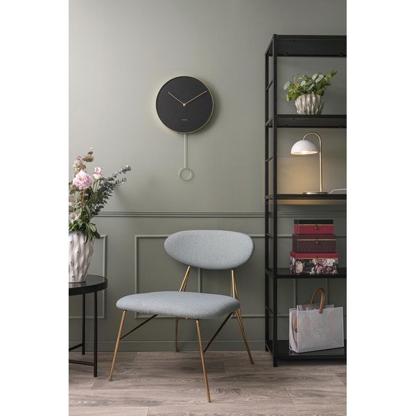 Juodos spalvos sieninis laikrodis Karlsson Pendulum, ø 34 cm-image-1