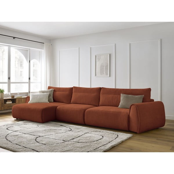 Kampinė sofa oranžinės spalvos Aden – Bobochic Paris-image-1
