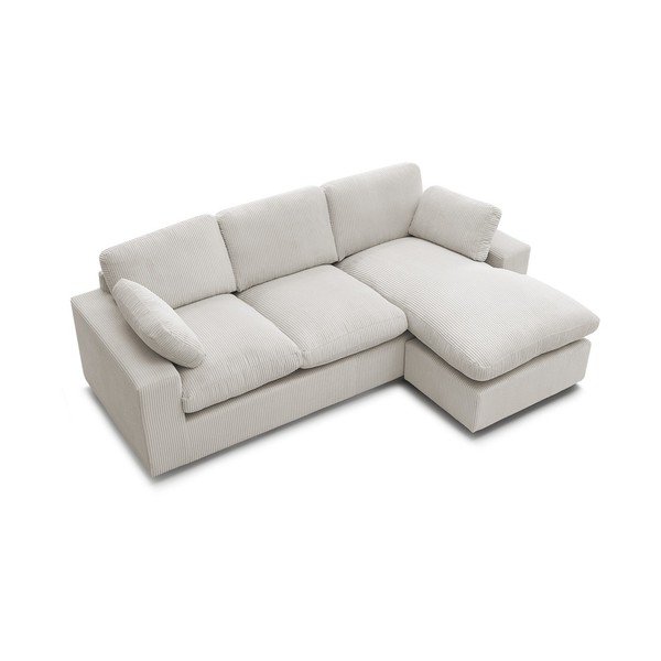 Smėlio spalvos kampinė sofa iš kordinio velveto Belair – Bobochic Paris-image-3