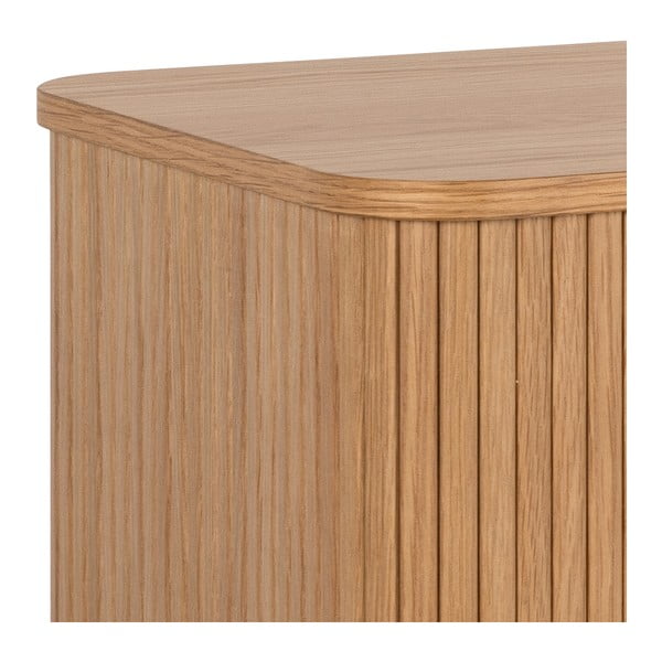 Žema šoninė spintelė natūralios spalvos iš ąžuolo su stumdomomis durimis 160x80 cm Langley – Actona-image-4