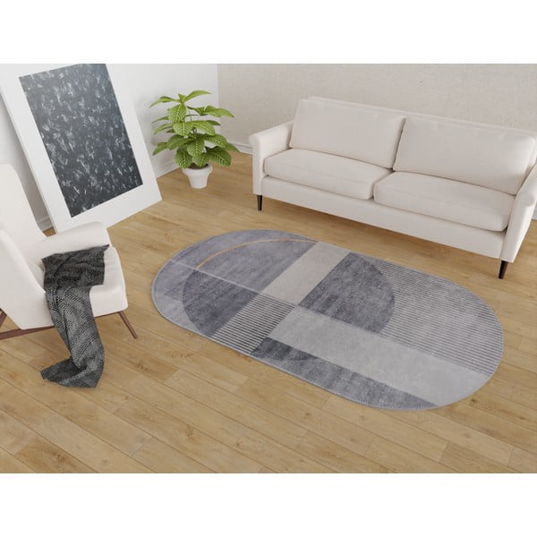 Skalbiamas kilimas pilkos spalvos 60x100 cm Oval – Vitaus-image-1