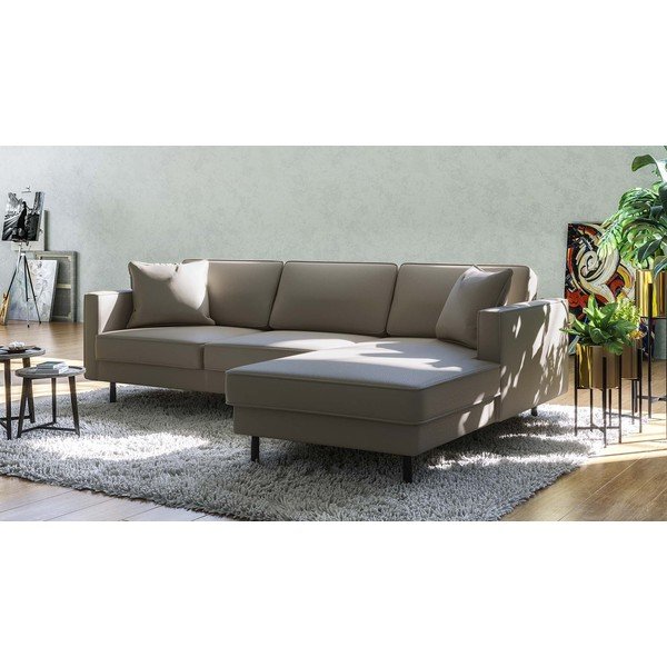 Kampinė sofa šviesiai rudos spalvos iš odos (su dešiniuoju kampu) Kobo – MESONICA-image-1