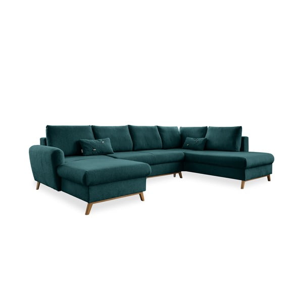 Turkio spalvos sofa-lova U formos Miuform Scandic Lagom, dešinysis kampas