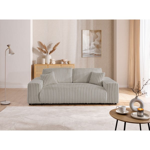 Šviesiai pilkos spalvos iš kordinio velveto sofa 213 cm Justin – Ropez-image-1