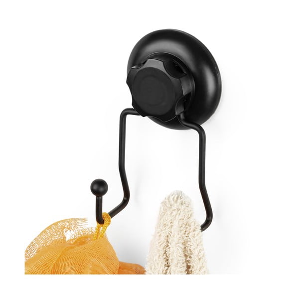 Juodas savaime prilimpantis dvigubas sieninis kabliukas Compactor Bestlock-image-1